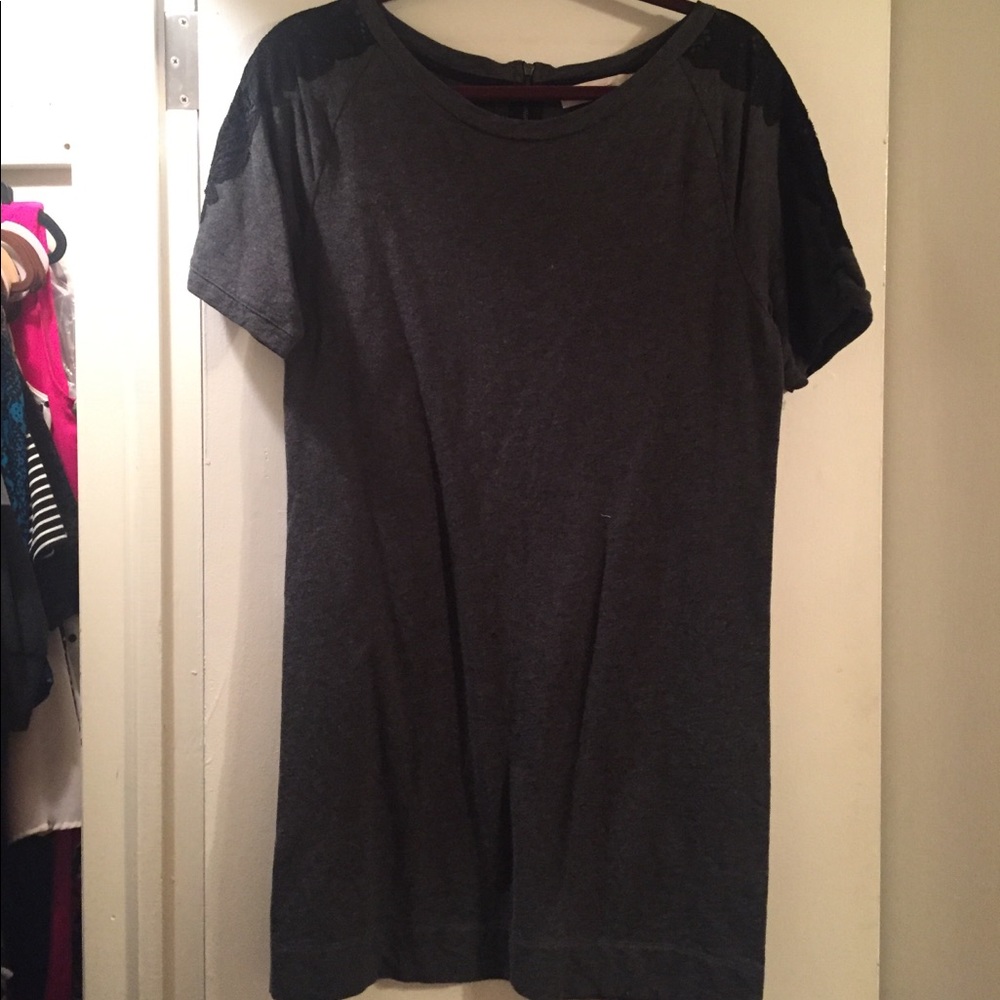 EUC Loft sweatshirt dress with lace detail